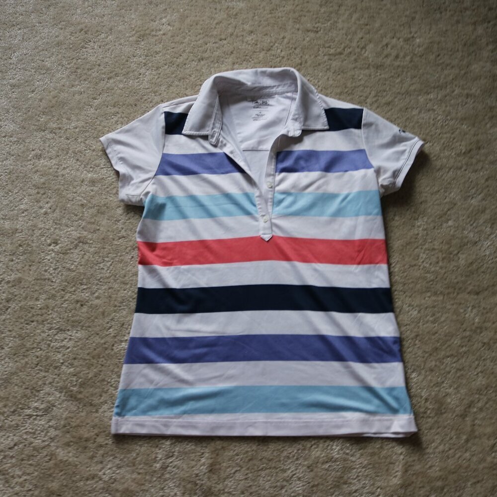 adidas Women's Multicolor Striped Polo Tee